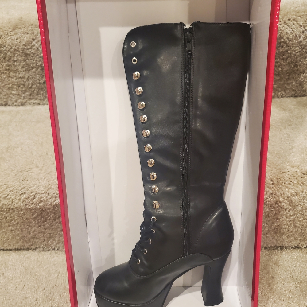 Funtasma EXOTICA-2020 Black Heeled Boots with Silver Accents
